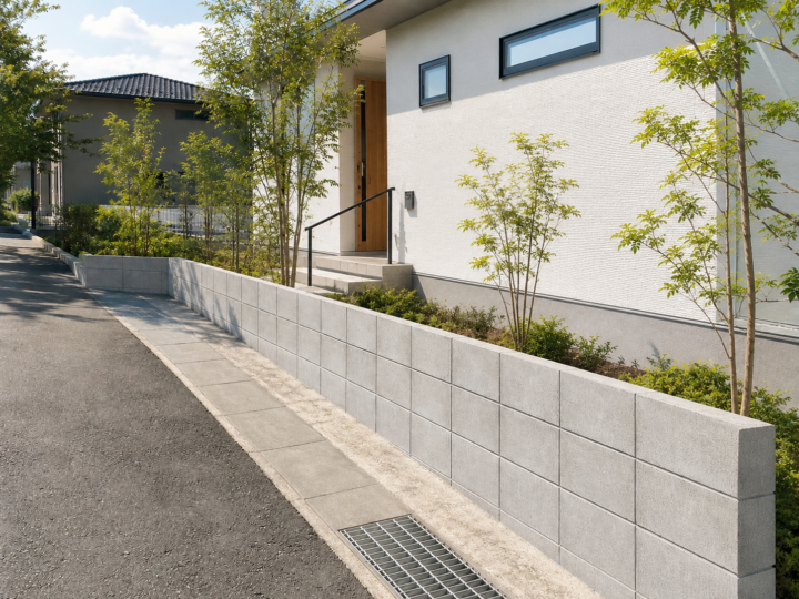 横スリットが連続するYKK APシンプレオYS3型のフェンス工事の施工前写真1
