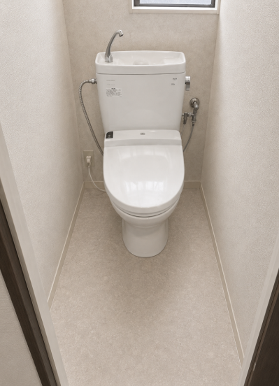 フチレス形状のLIXILアメージュへ取り替えたタンク式トイレリフォームの施工前写真1